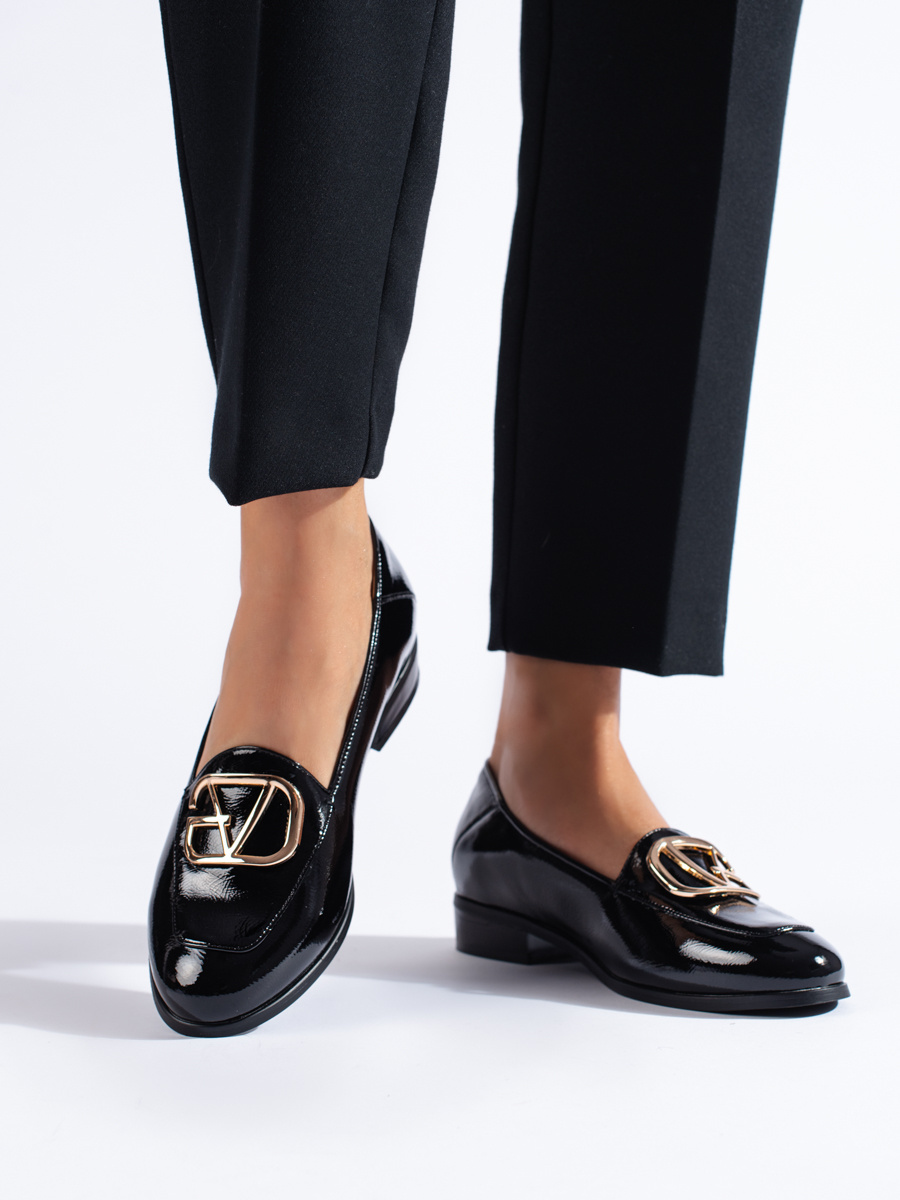 W. POTOCKI Black womens shoes made of patent leather Potocki