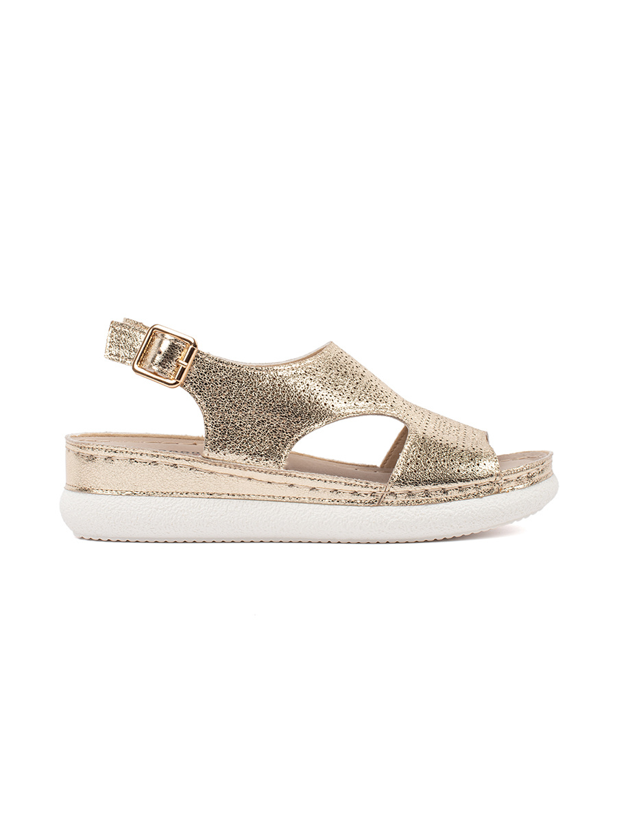 GOODIN Golden sandals on a light platform