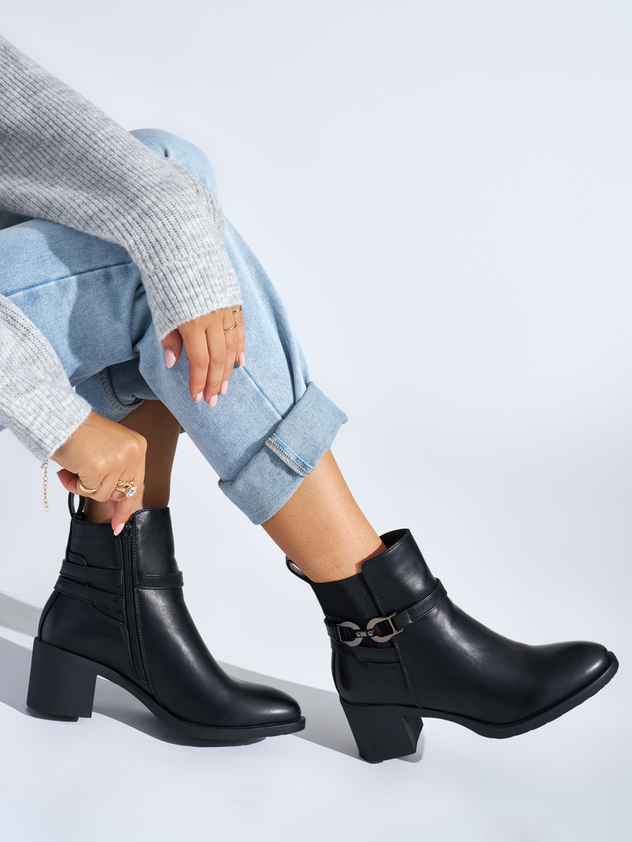 Shelvt Womens black ankle boots