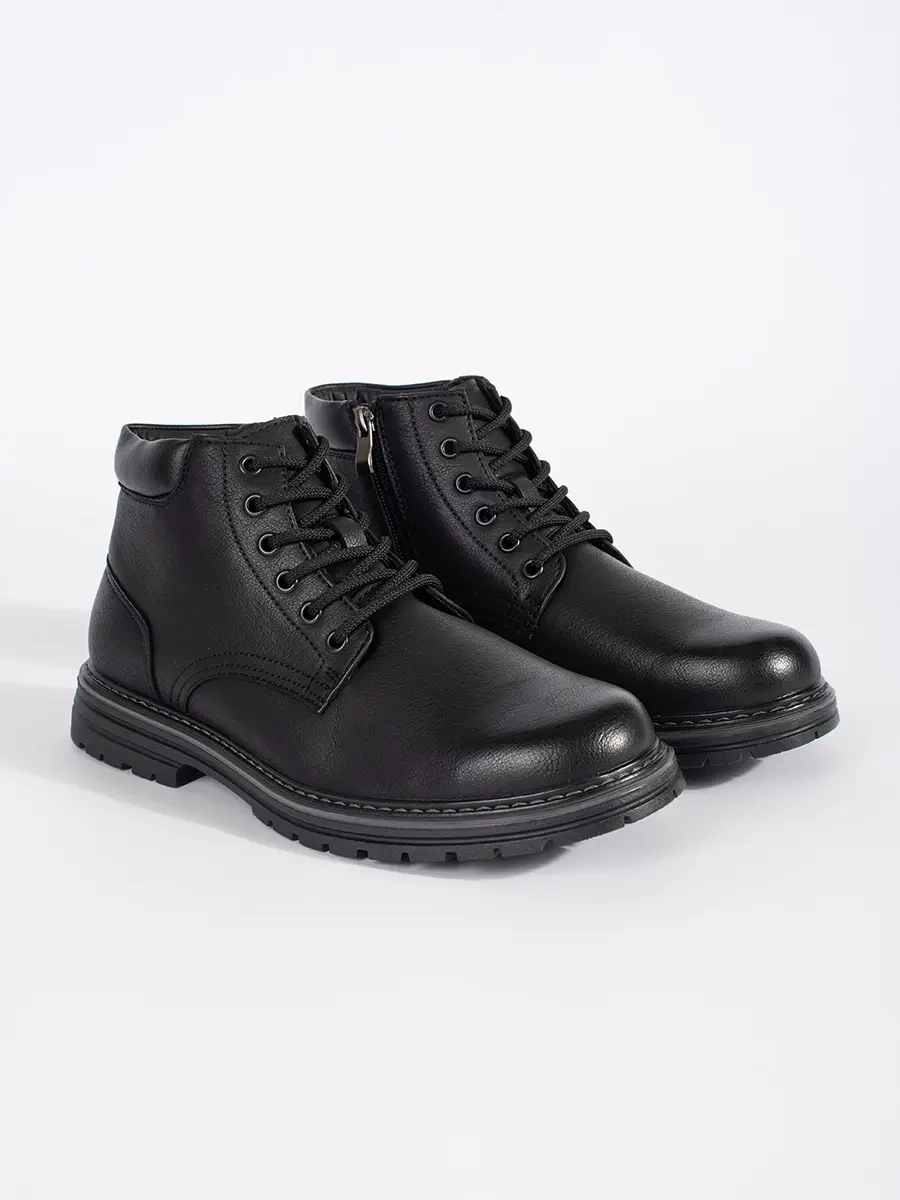 Shelvt Mens black lace-up ankle boots