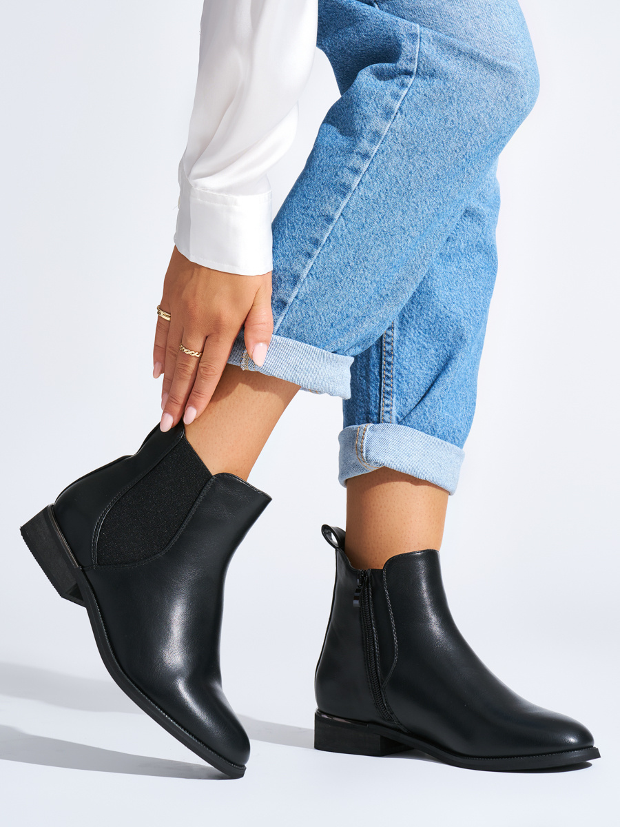 Shelvt Womens classic black ankle boots