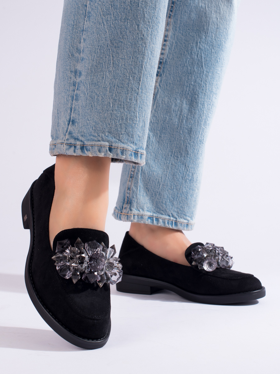 W. POTOCKI Suede black ladies loafers Potocki