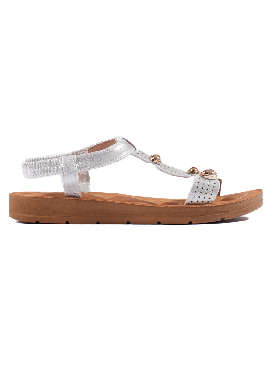 Shelvt Womens silver sandals with embellishments