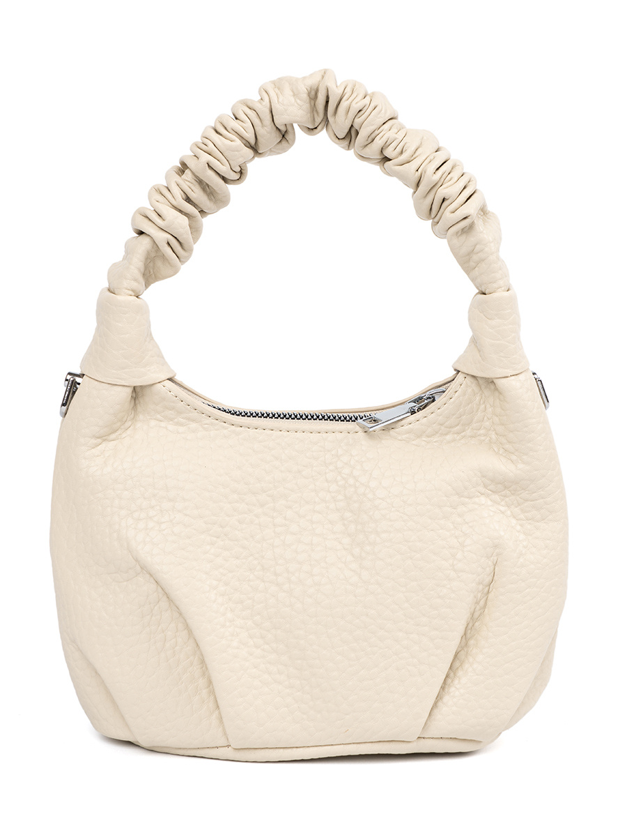 Shelvt Small light beige handbag with a crinkled handle