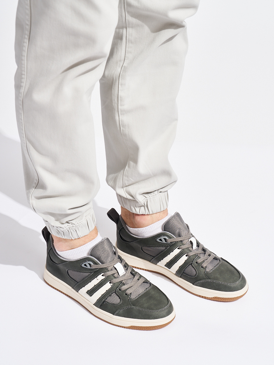 Shelvt Grey faux leather trainers