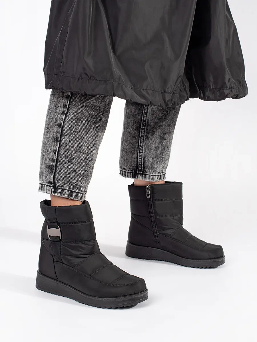Shelvt Womens black comfortable snow boots
