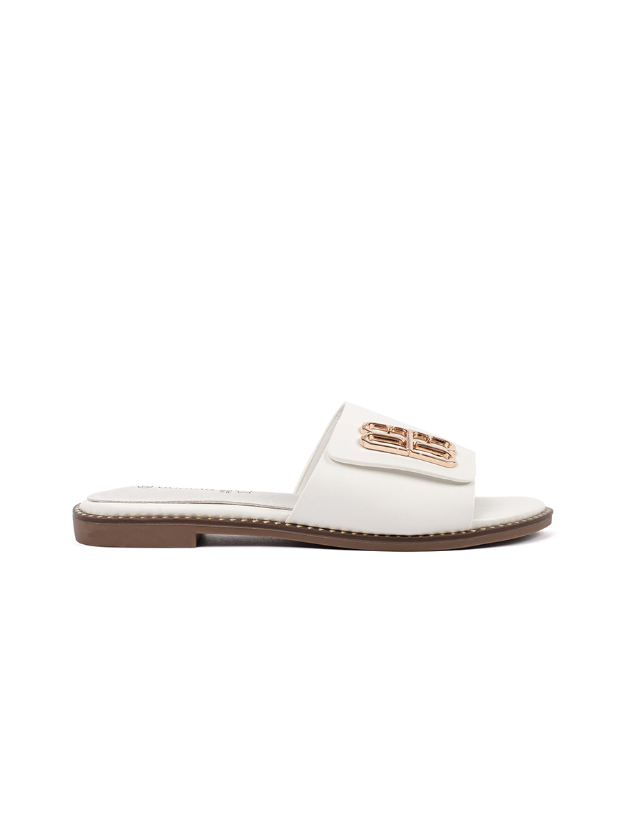GOODIN White womens flip-flops on a flat sole
