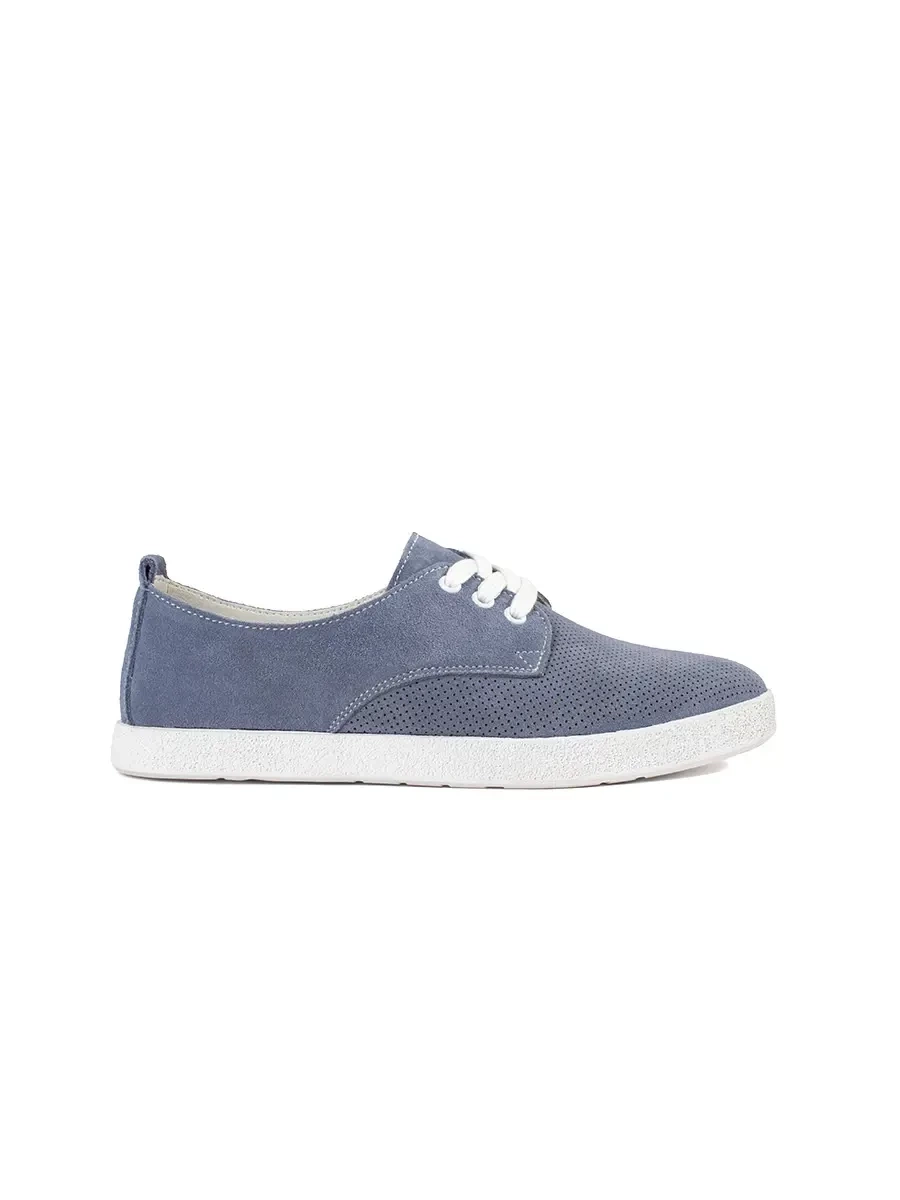 GOODIN Blue openwork sneakers made of natural leather