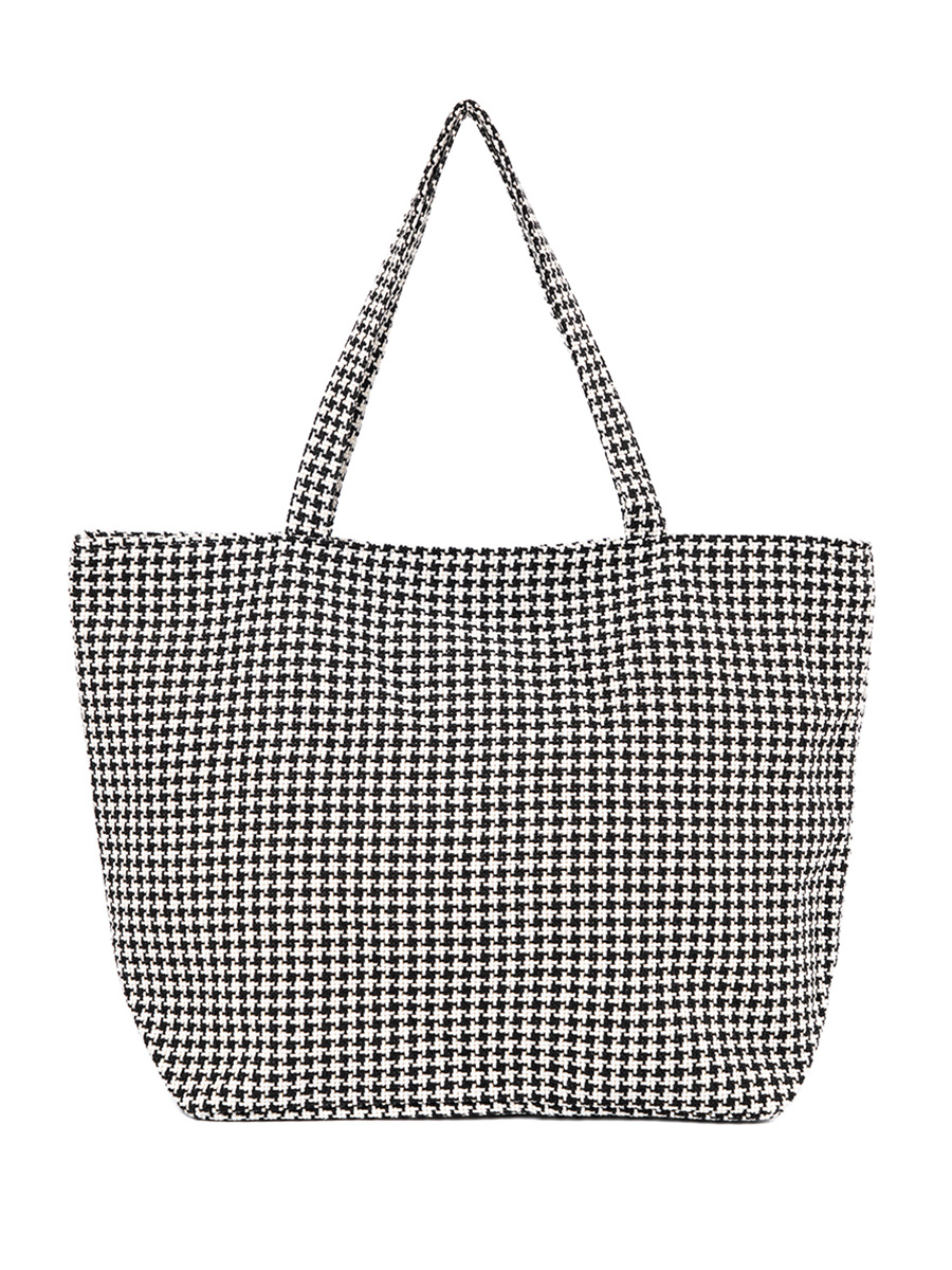 Shelvt Black and white checkered beach bag