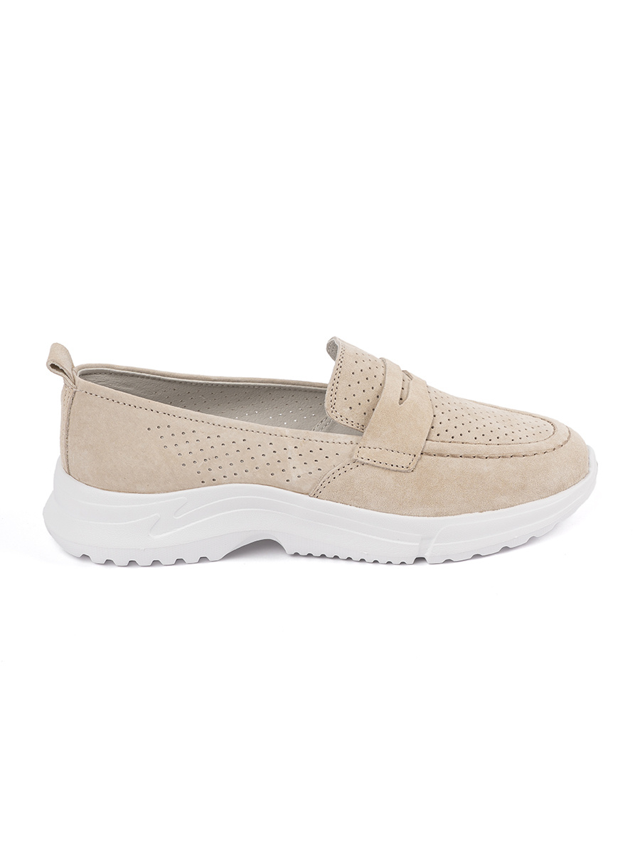 GOODIN Leather beige platform loafers