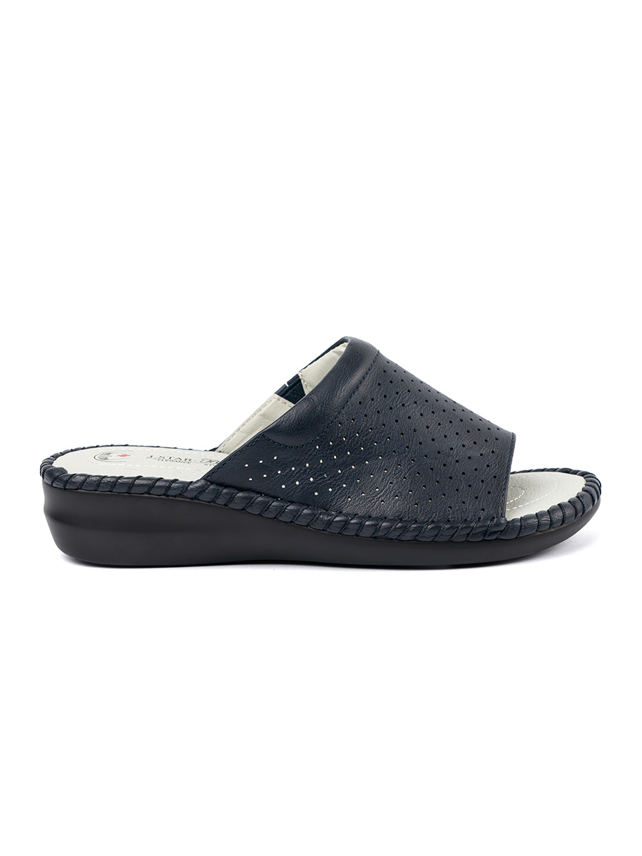 Shelvt Flip-flops with leather insert navy blue