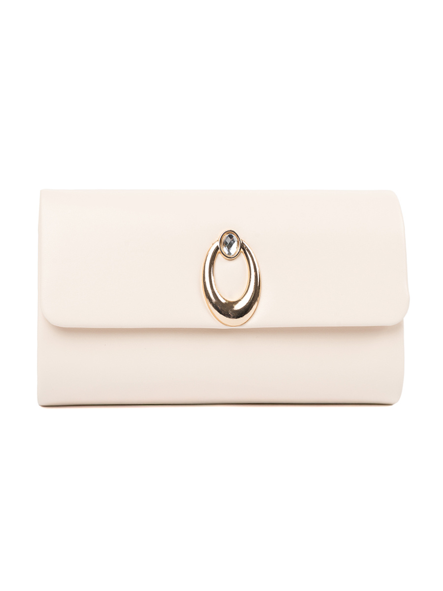 Shelvt Light beige clutch bag with silver elements