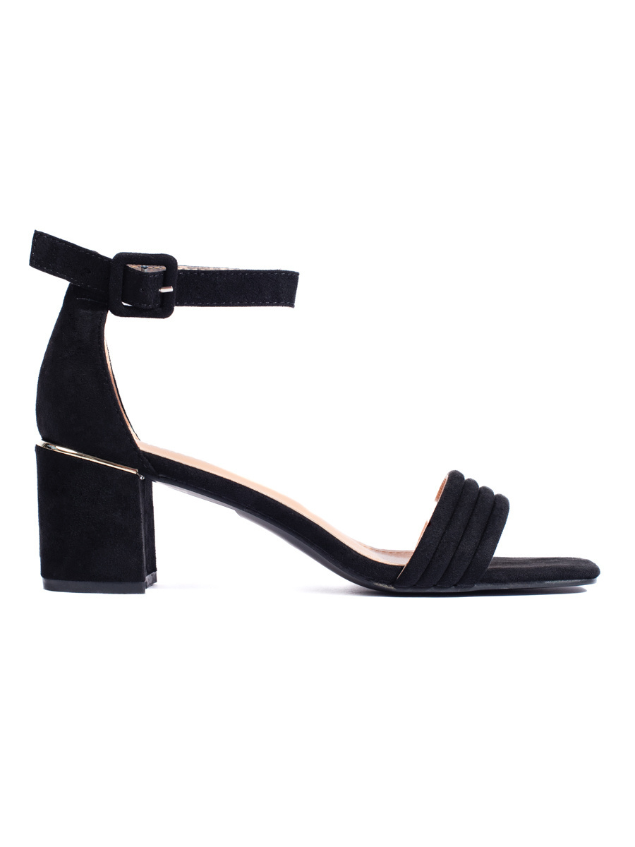 Shelvt Suede black heeled sandals