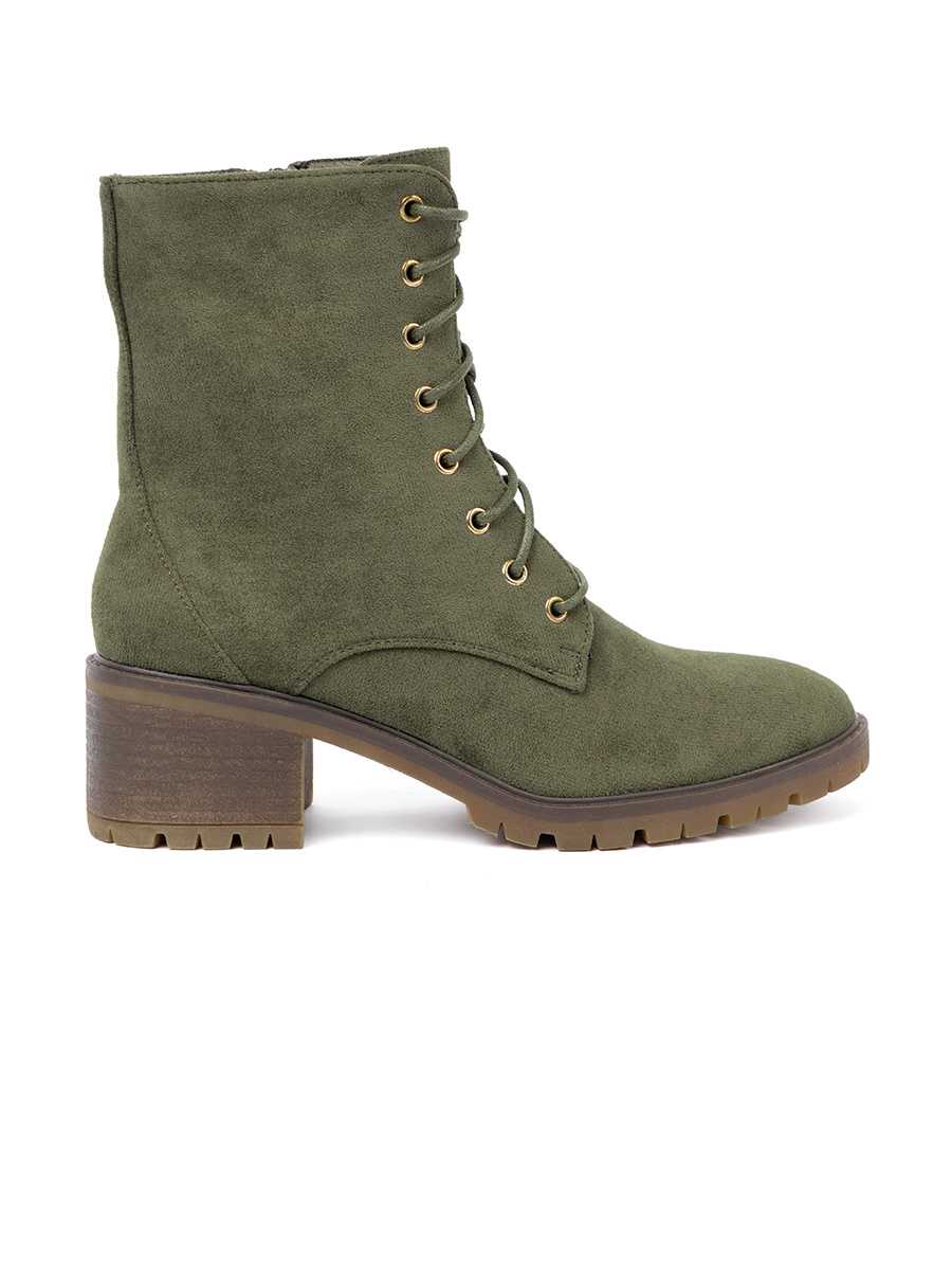 marka niezdefiniowana Womens green lace-up ankle boots