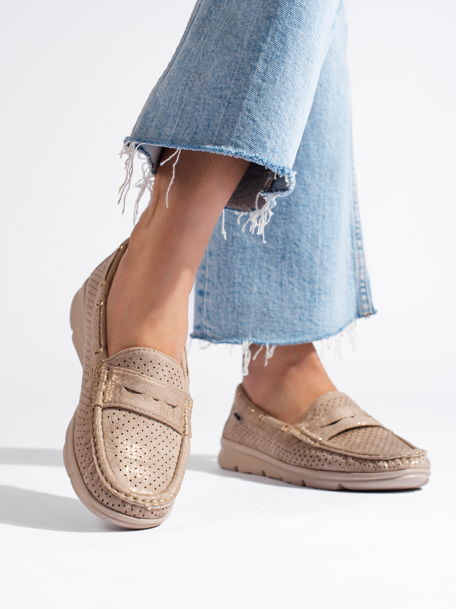 Suede women's loafers Shelvt gold