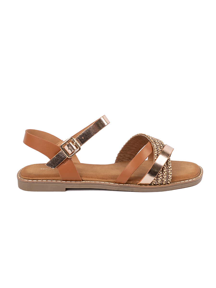 Womens brown flat sandals by Sergio Leone