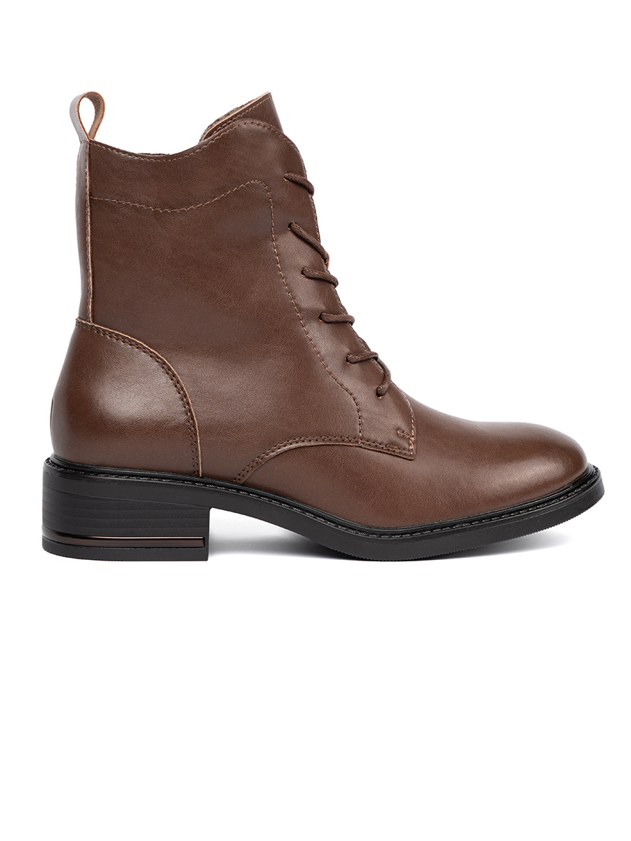 Brown lace-up ankle boots with a low heel by Sergio Leone