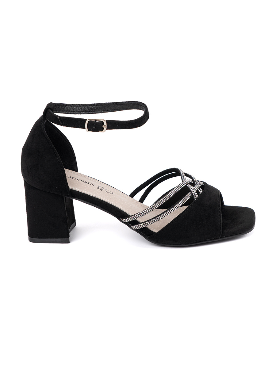 GOODIN Black suede heeled sandals