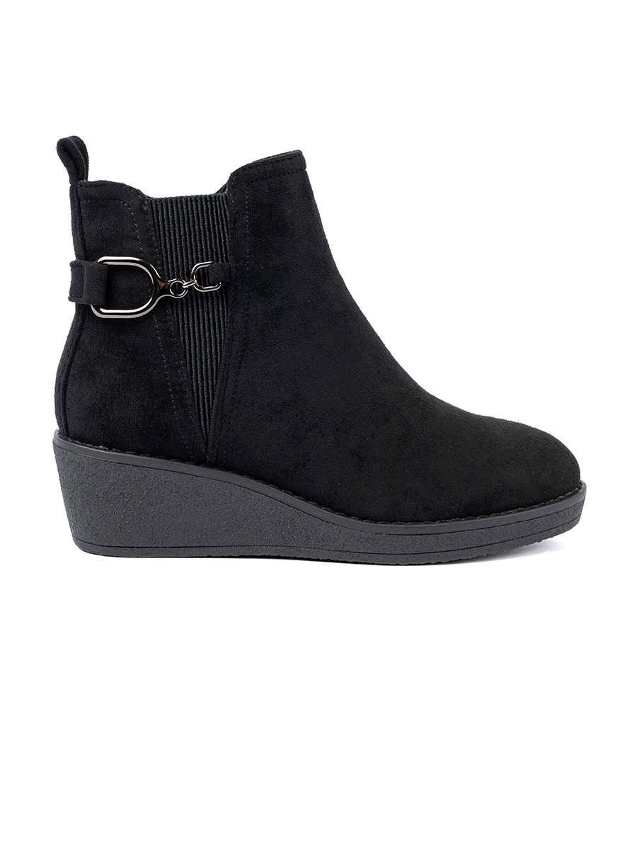 Shelvt Black suede ankle boots with elastic insert