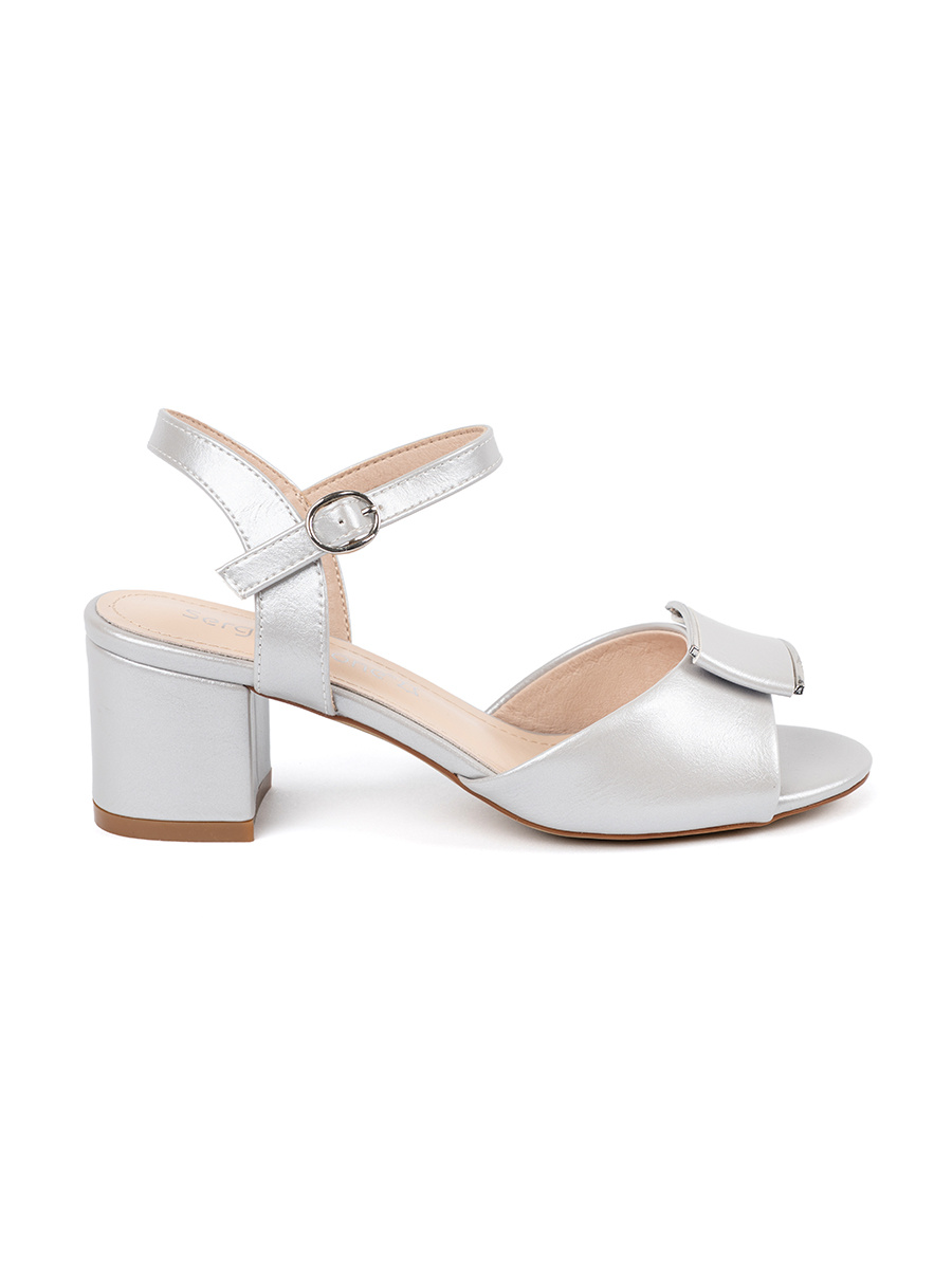 SERGIO LEONE Womens heeled sandals with an open heel silver