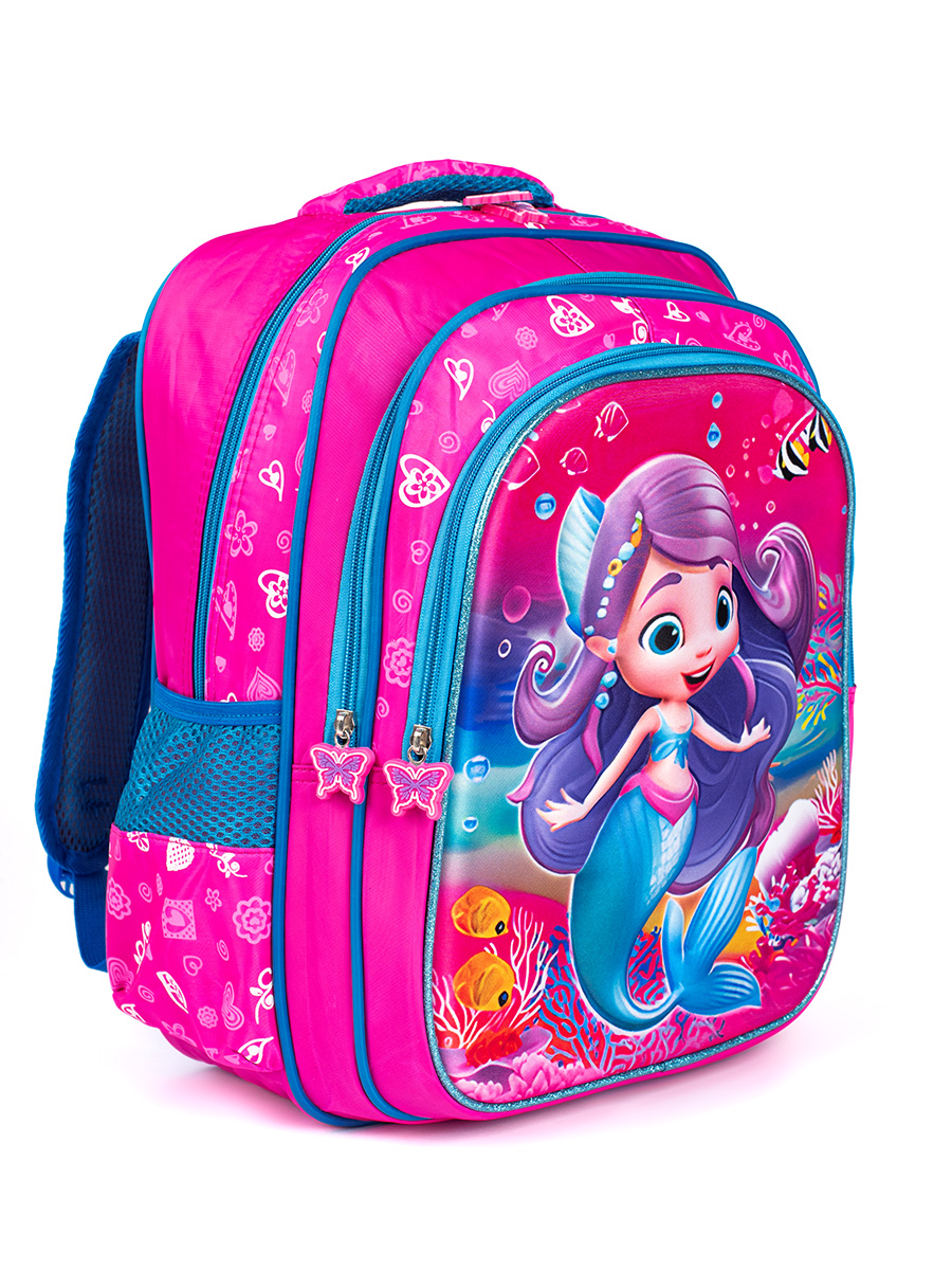 Shelvt Pink backpack for a girl with a mermaid