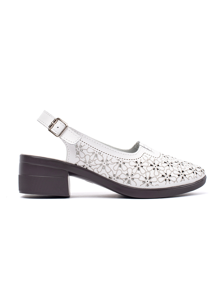 GOODIN White perforated low-heeled sandals