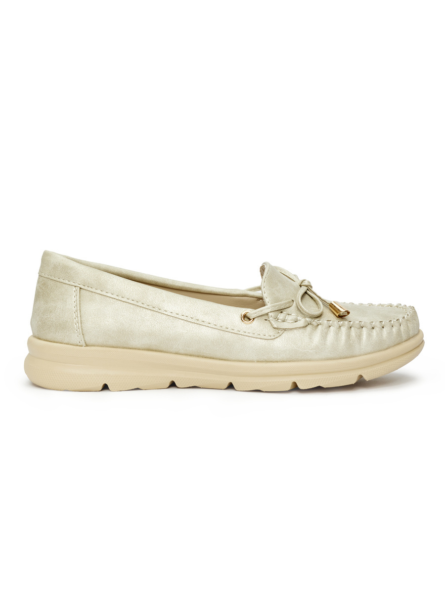 SEASTAR Golden comfortable moccasins made of faux leather
