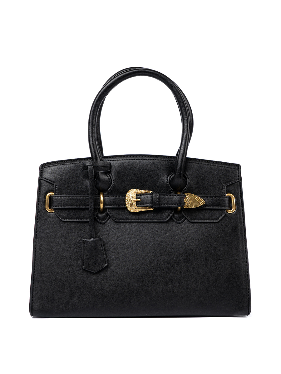 Shelvt Black handbag with a decorative buckle in gold