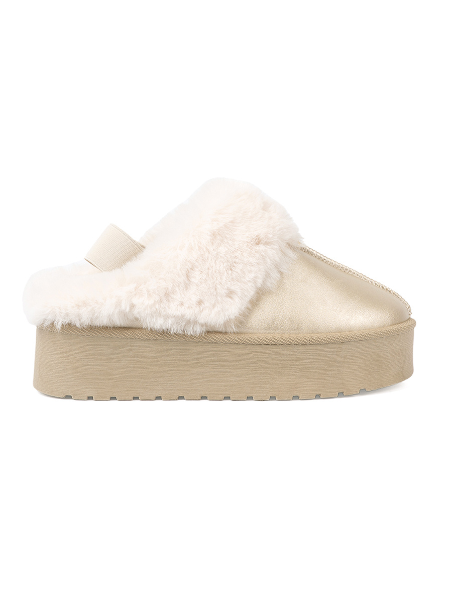 Shelvt Golden boots ala snow boots with white fur