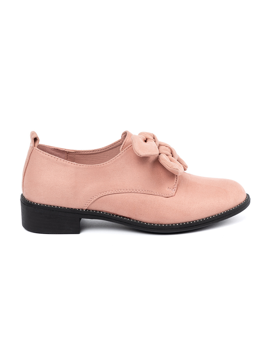 SEASTAR Light pink suede shoes with a decorative bow