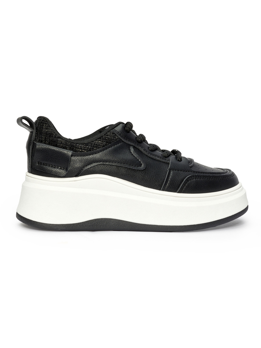 Shelvt Womens black sneakers with a thick sole