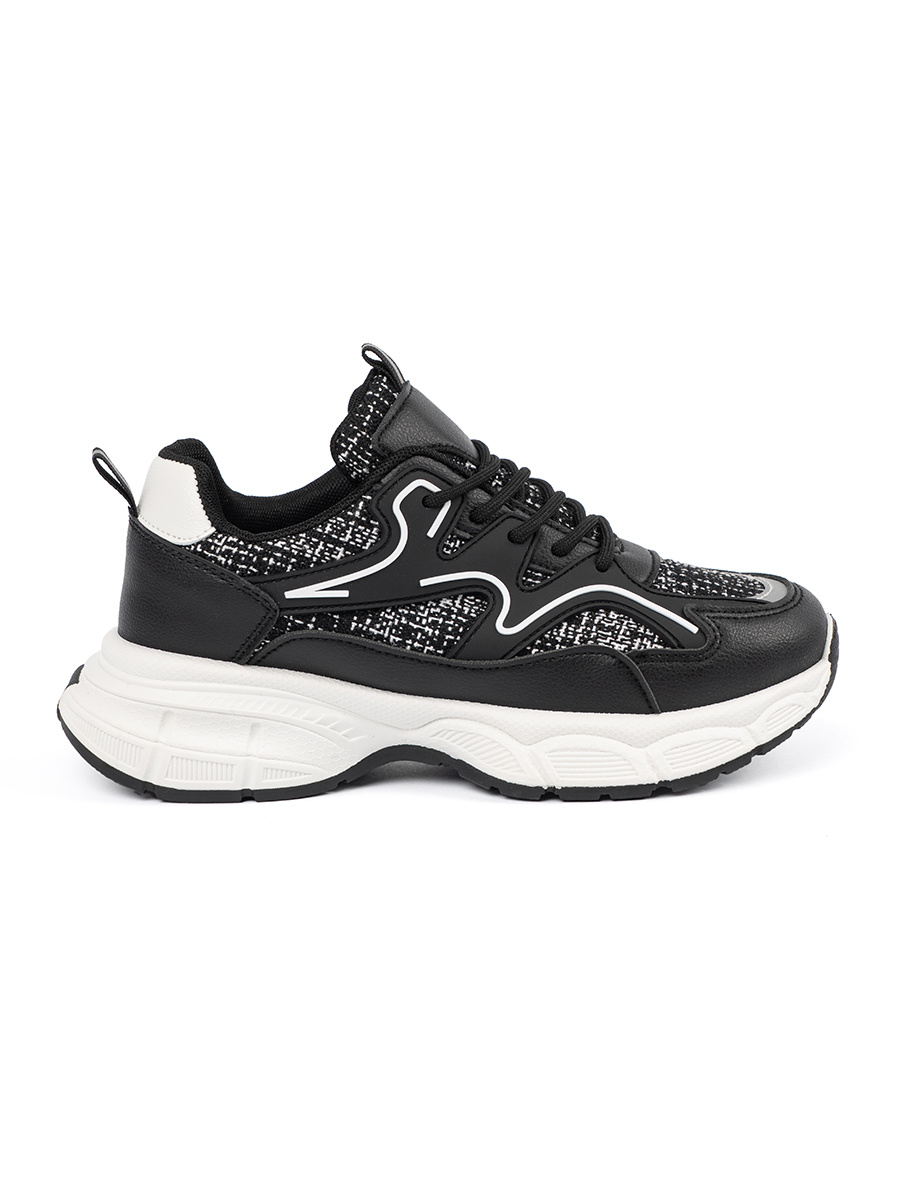 Shelvt Women's black sneakers with decorative inserts