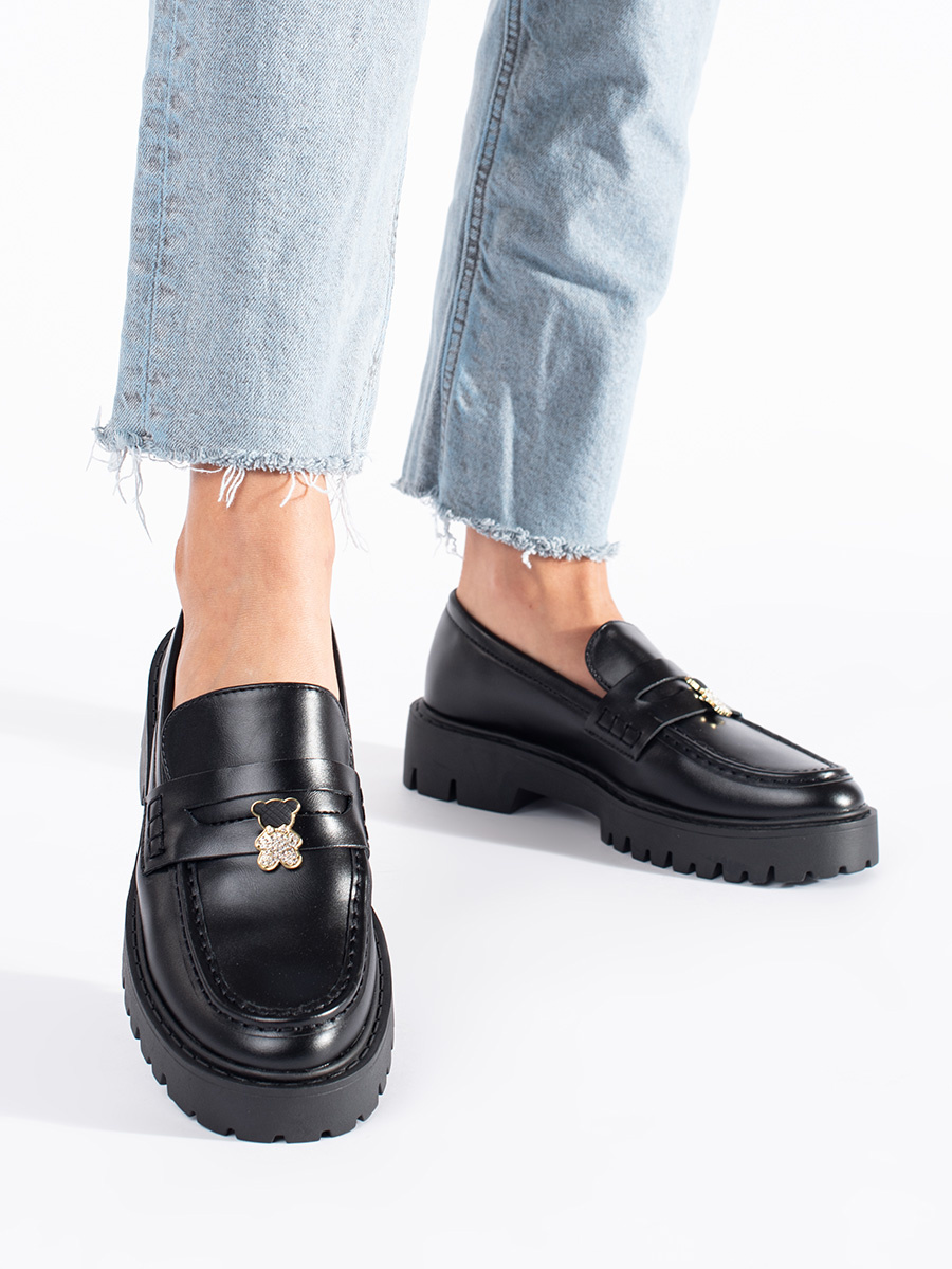 SEASTAR Black womens platform loafers