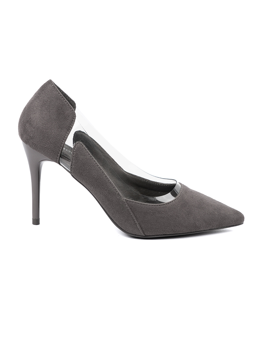 GOODIN Grey suede pumps with transparent inserts