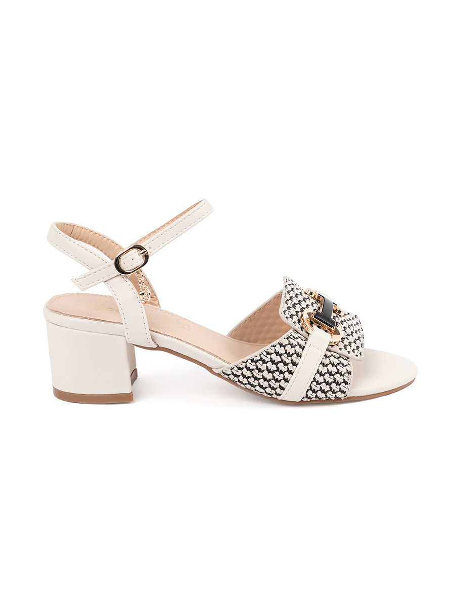 GOODIN White womens sandals with a medium heel