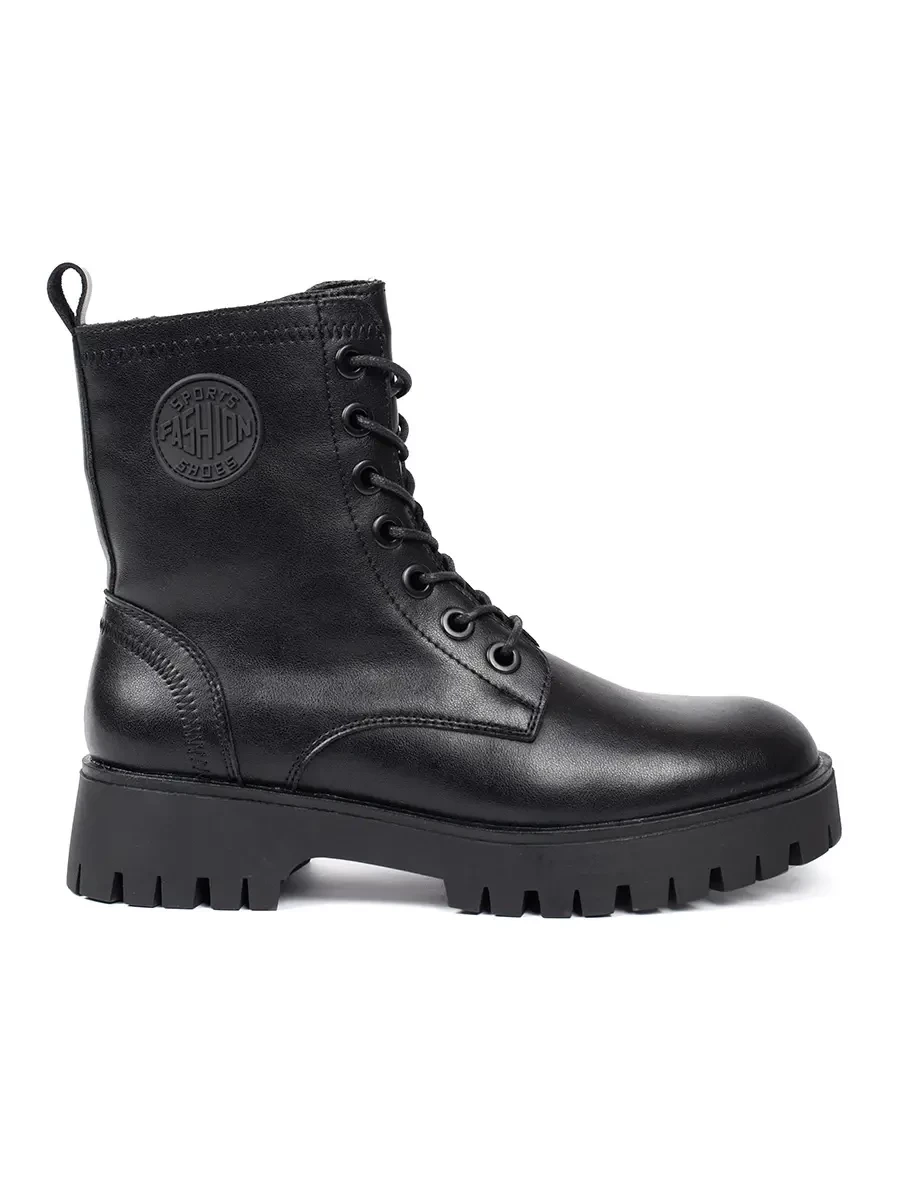 Womens black lace-up platform ankle boots by Sergio Leone