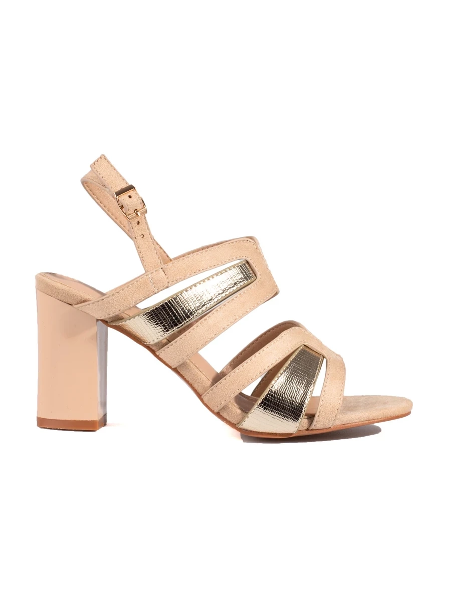 VINCEZA Womens heeled sandals beige and gold Vineza