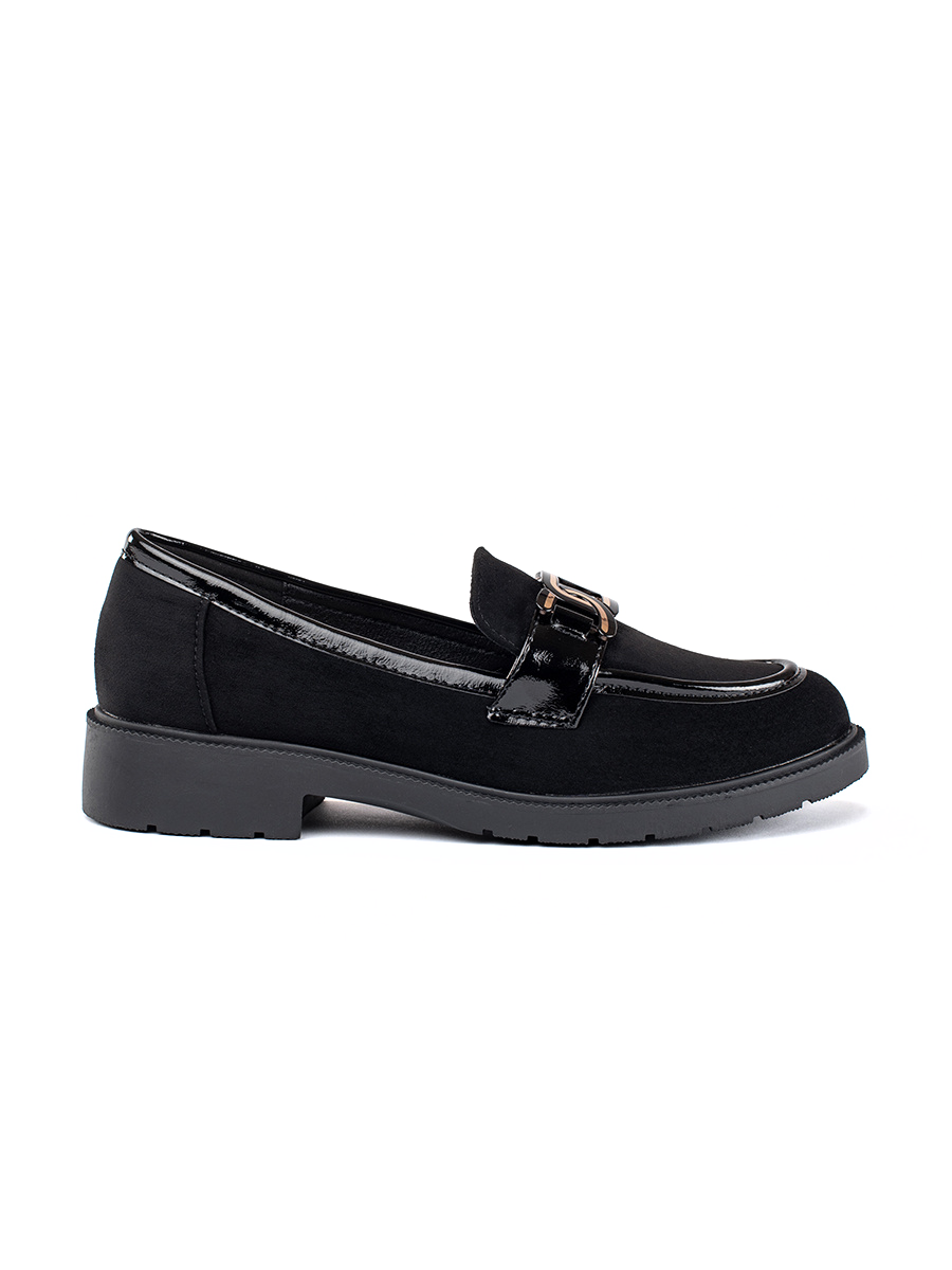 Shelvt Womens lacquered loafers with buckle