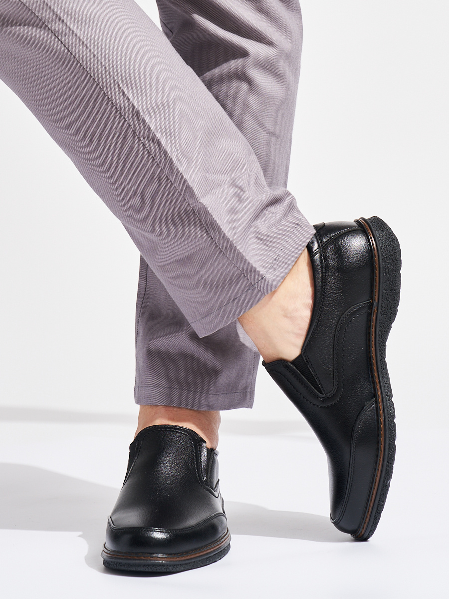 Shelvt Mens black slip-on shoes