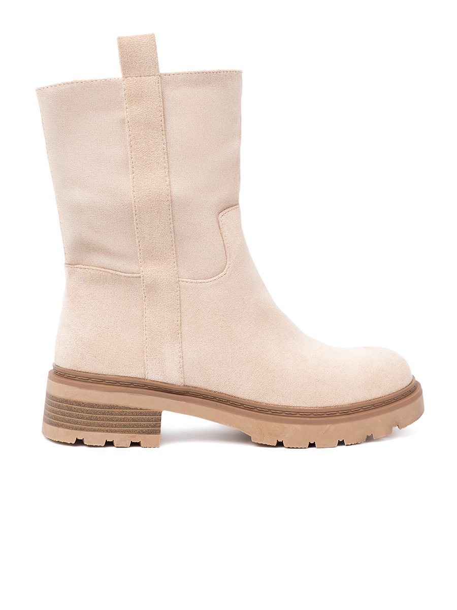 Shelvt Modern light beige ankle boots with a simple cut