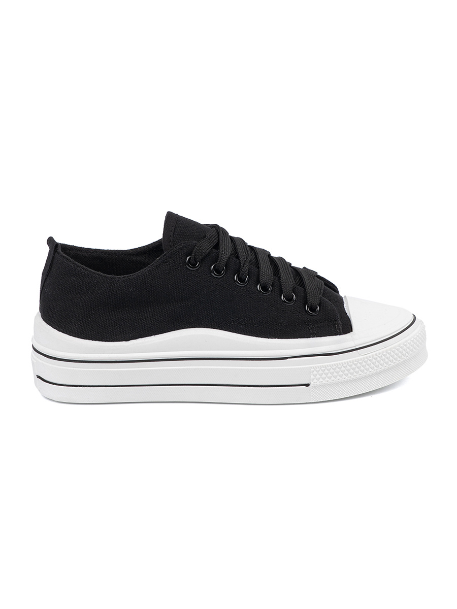 Shelvt Womens Black Sneakers with White Sole