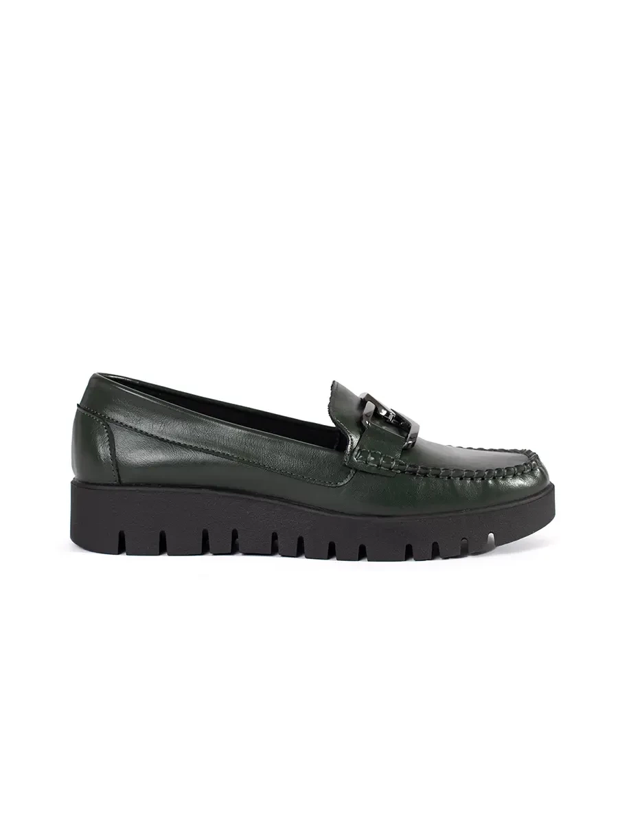 SERGIO LEONE Dark green loafers on a platform