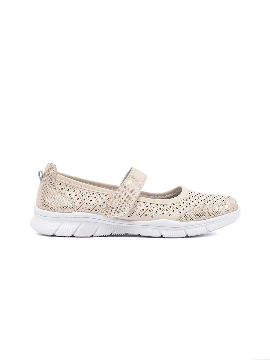 GOODIN Beige sports leather ballerinas