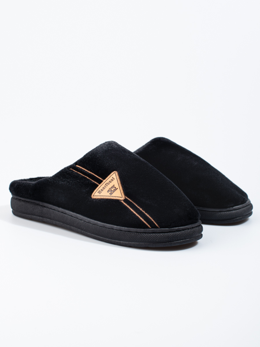 Mens warm black slippers Shelvt