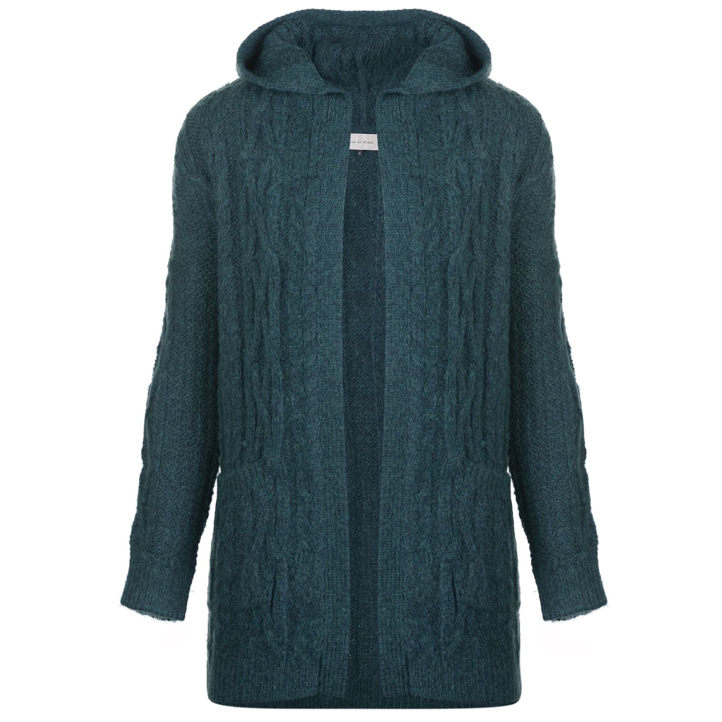 women's cable knit hooded cardigan