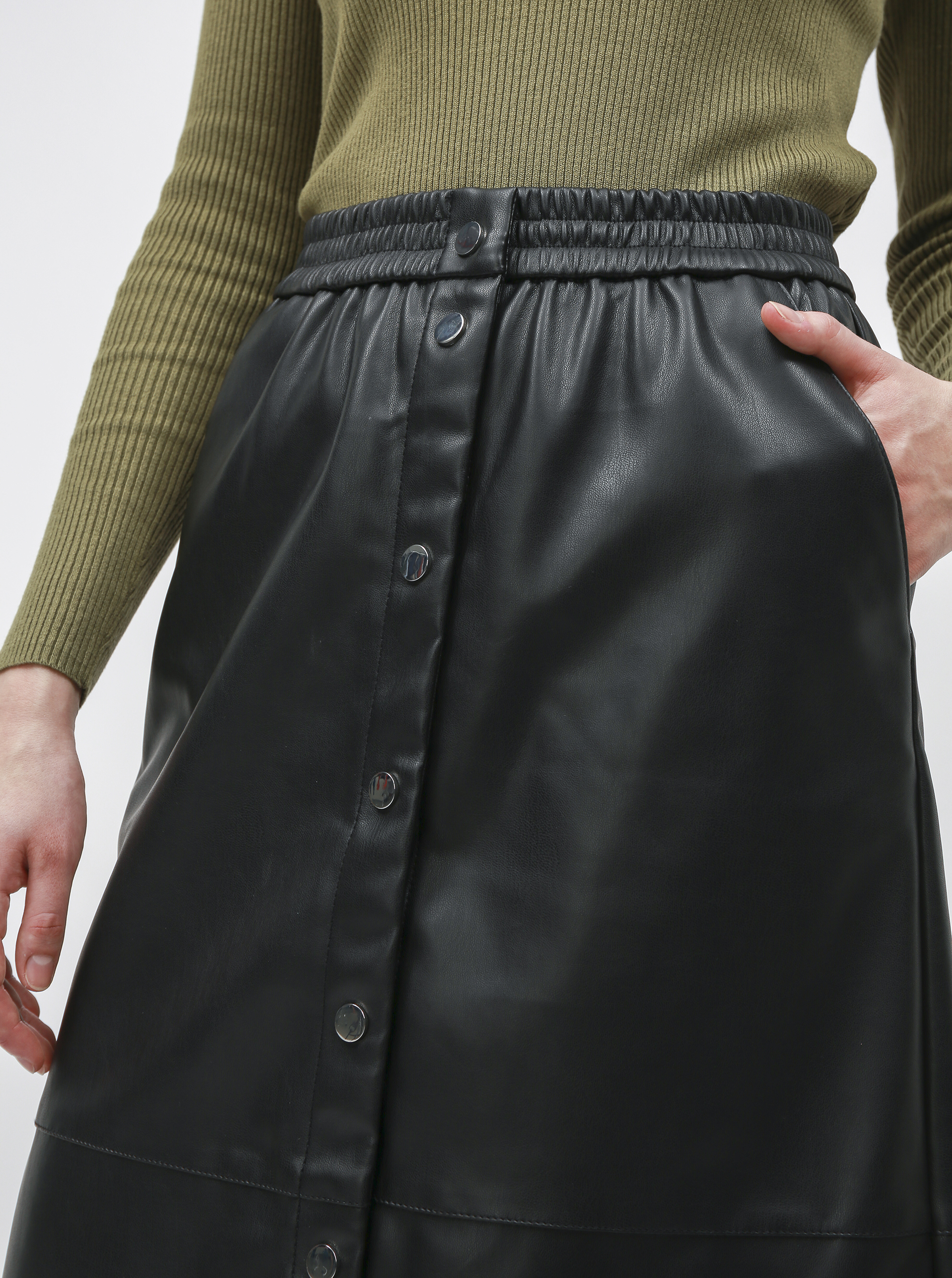 Black leather skirt VILA Pulla