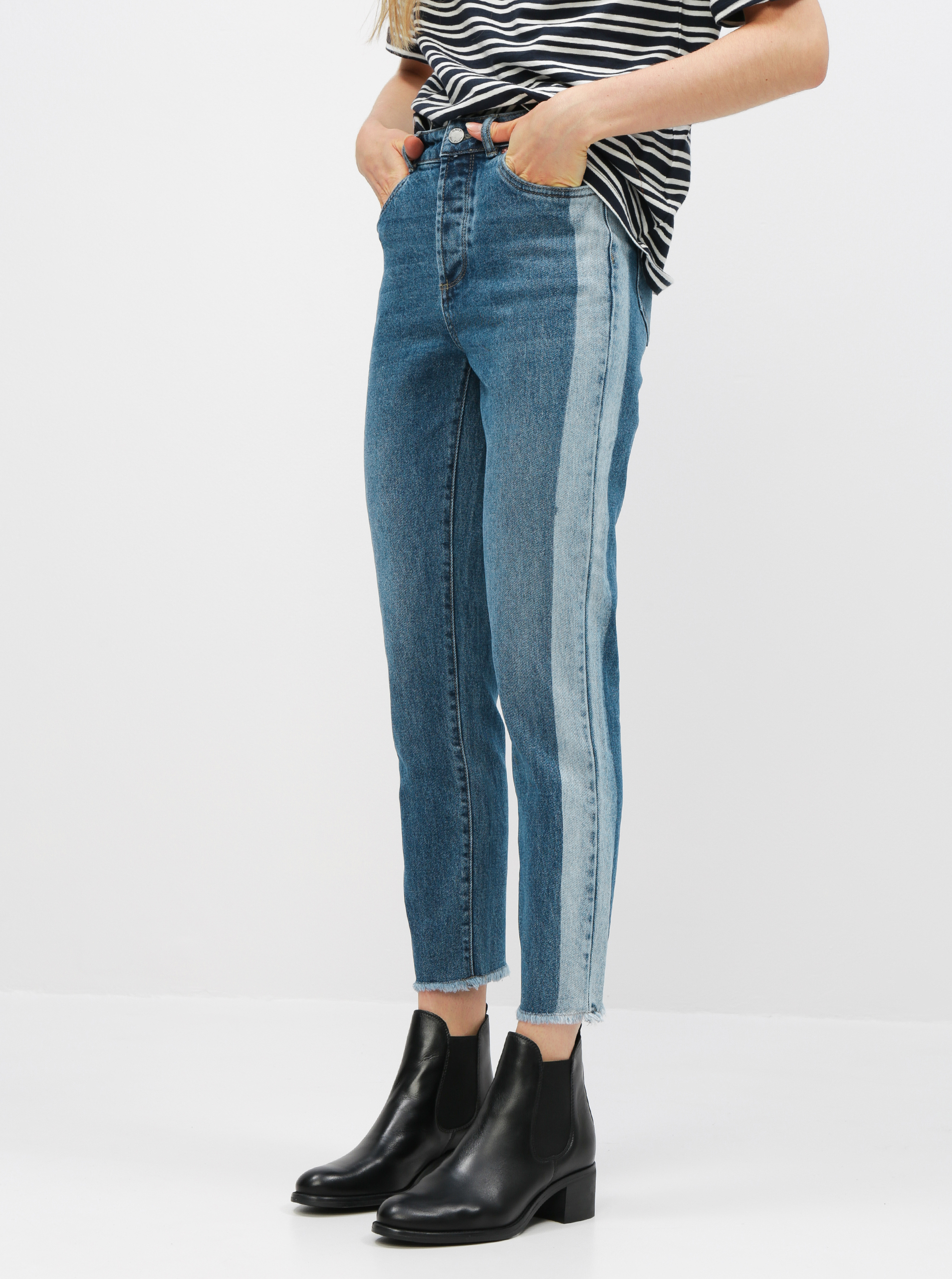 Blue Shortened Straight Fit Jeans ONLY Emily