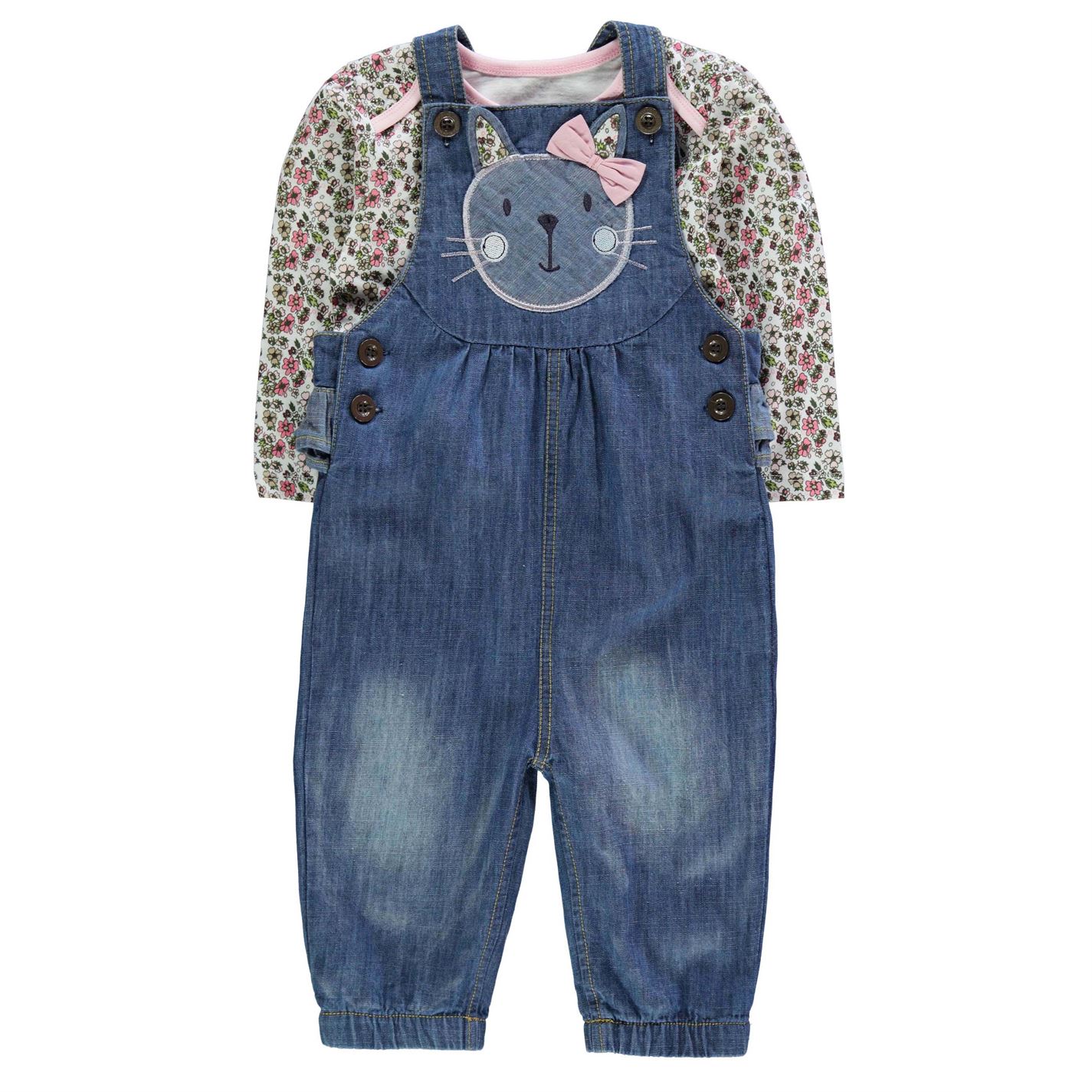 Crafted 2 Piece Dungaree Set Baby Girls