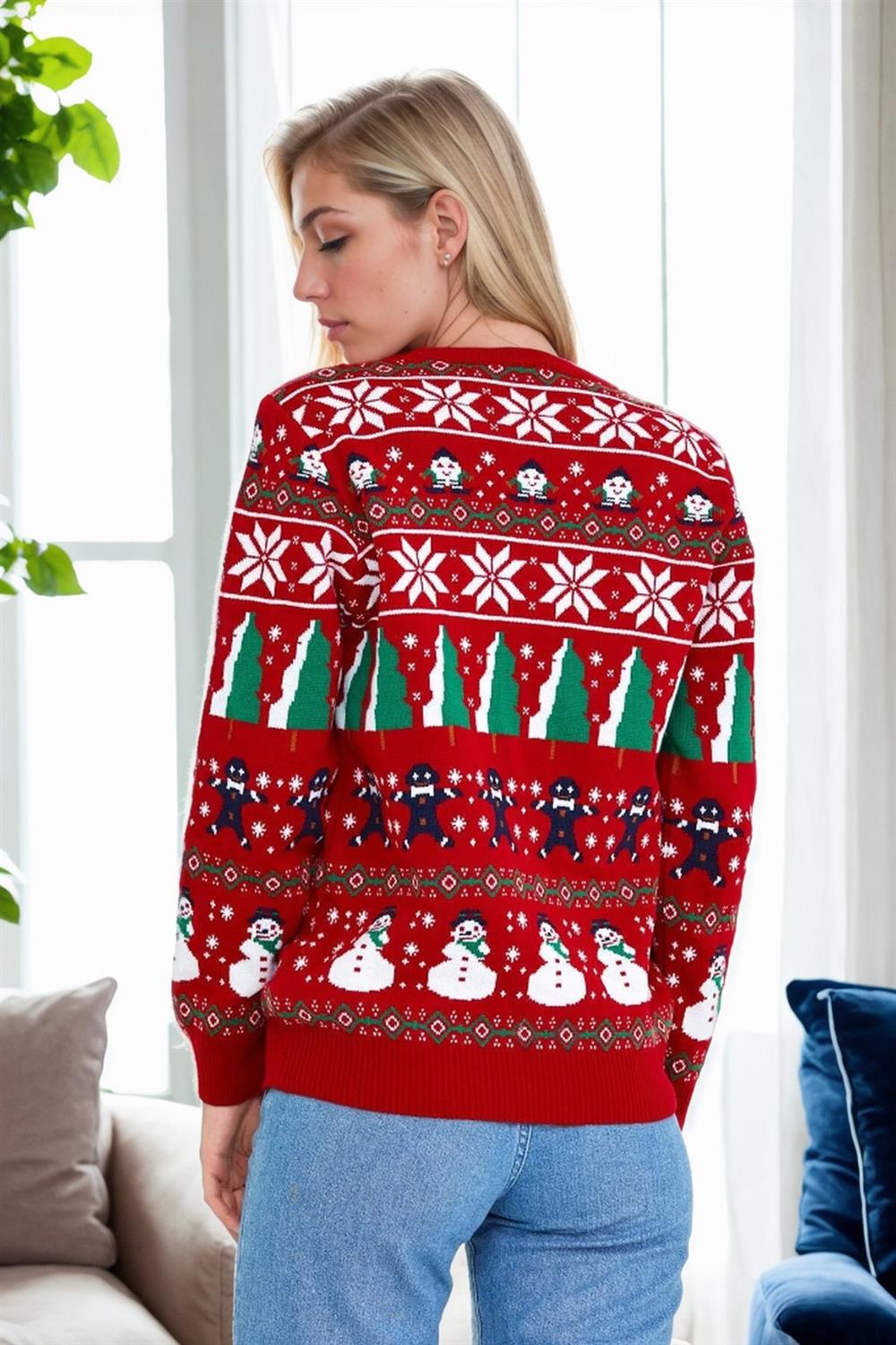 88147 Dewberry Christmas Womens Sweater-RED-1