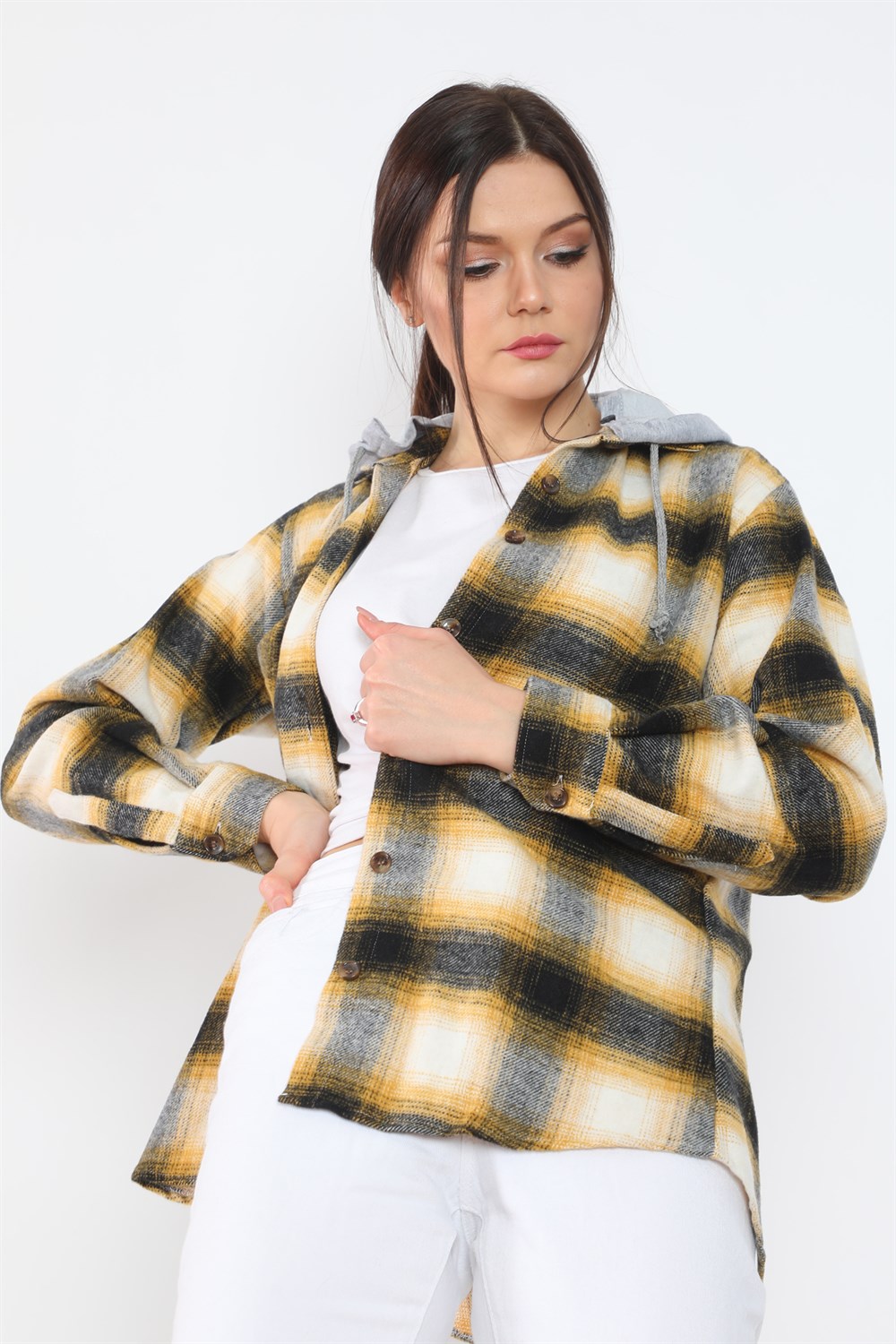 Z6665 DEWBERRY LADIES SHIRT-MUSTARD